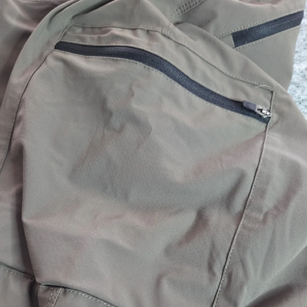 ASRV Men's Medium Tannish Gray Black Trim Active Drawstring Cargo Jogger Pants - Picture 15 of 15